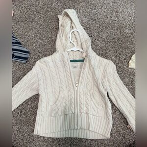 American Eagle Outfitters Cream Cable Knit Cardigan